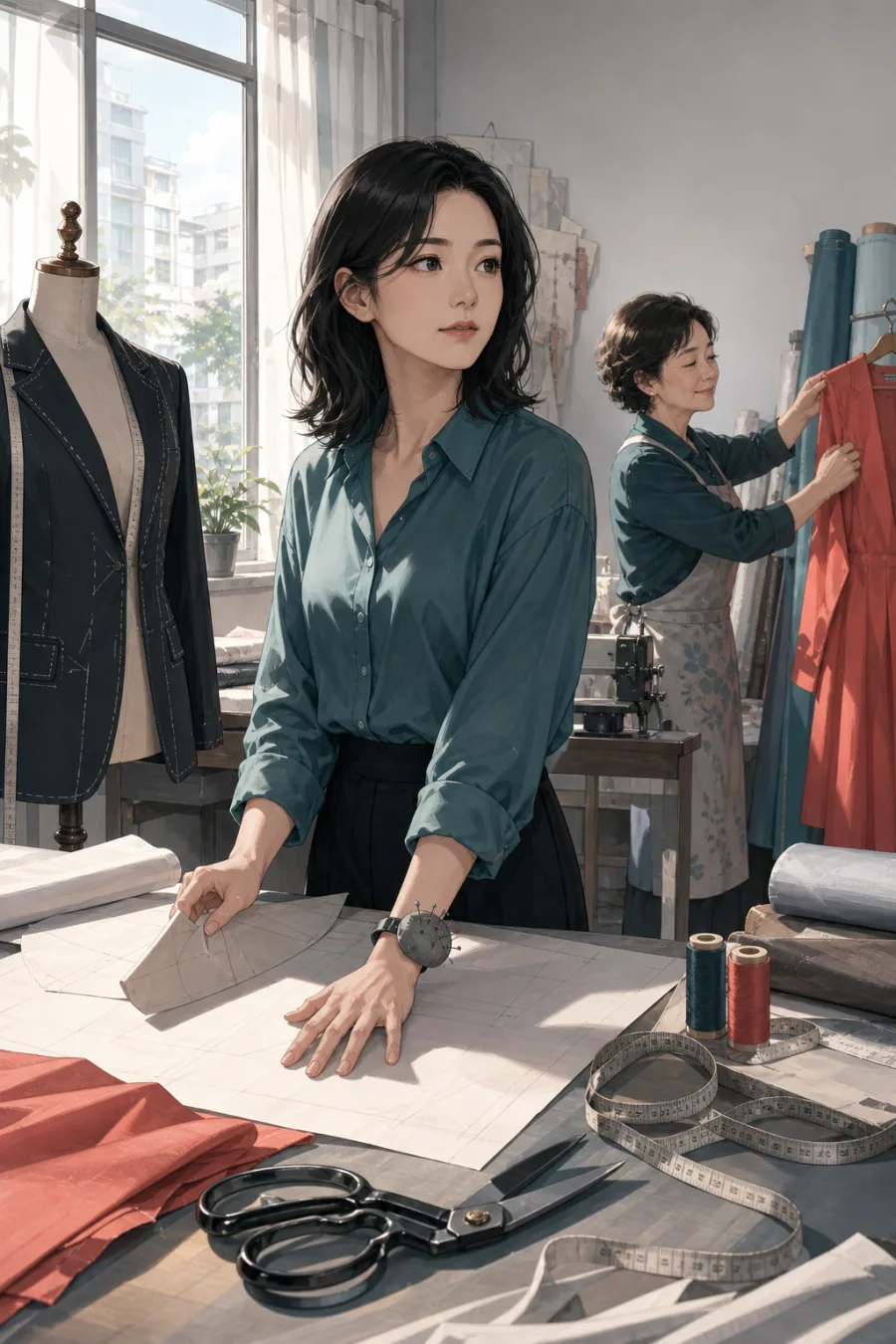 女性在裁缝工作室重新开始事业的原创漫剧案例